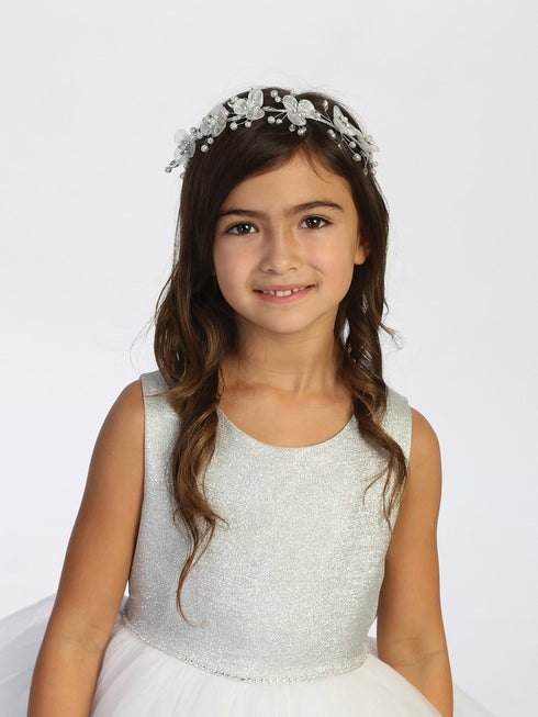Tip Top Kids Girls White Organza Flower Hair Tie - SophiasStyle.com